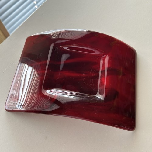 Red fused art glass candle - red,