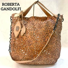 Roberta Gandolfi 2Way Shoulder Bag Leather Camel Elegant Luxury from Japan