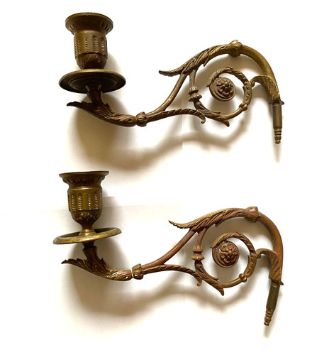 Pair antique brass - pair, candle