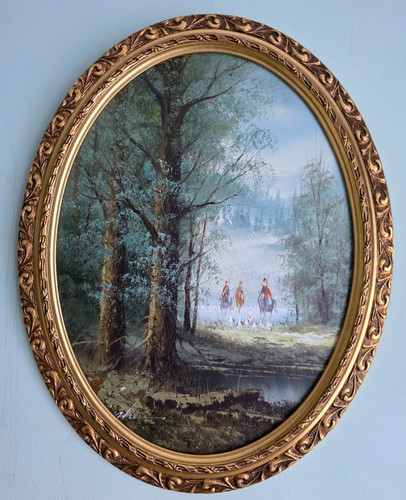 Large oval hunting scene - hunting,