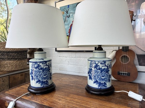 Pair vintage blue white - pair,