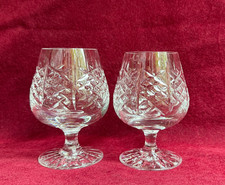 Pair of Large Heavy Edinburgh Crystal Brandy Glasses Highland Pattern