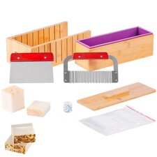 VEVOR Soap Making Kit Bamboo Cutting Box Silicone Mold Stainless Steel Cutters