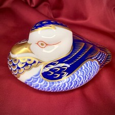 Royal Crown Derby Duck Vintage Bone China Paperweight Blue USED Luxury Animal