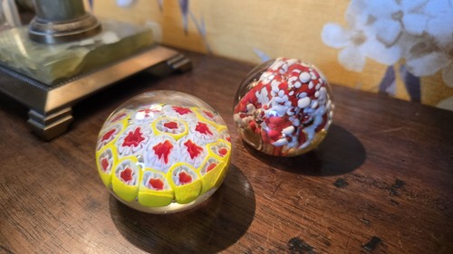 Vintage glass paperweights - 2x,