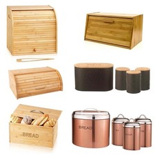 Bamboo Wooden Bread Bin Lift