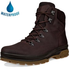 Ecco Shoes Rugged Track Men's Waterproof Leather Boots Coffee Brown Size 7.5-12.