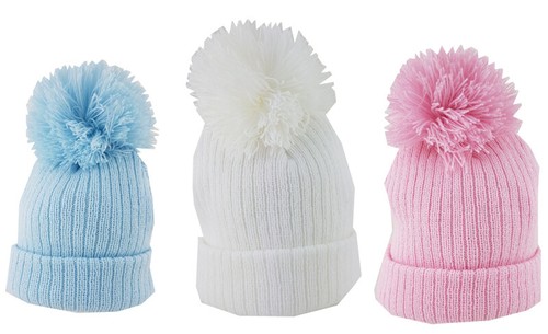 Baby pom hat knitted - hat,