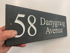 Deep Engraved Natural Slate House Name Number Sign Plaque 12"x3" Any Name