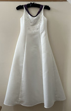 Bridesmaid Dress Age 8-10 Y Forever Yours Ivory with Wine Trim Pearls & Crystals