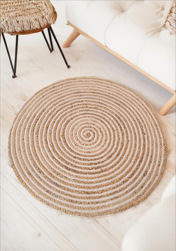 Round natural rug beige - round,