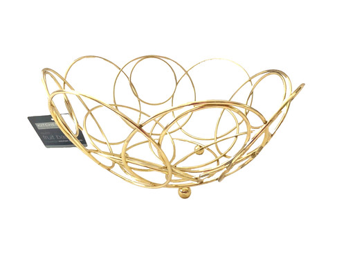 Gold metal chrome bread basket - metal,