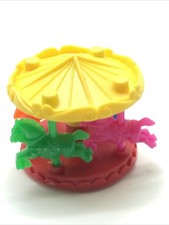 TOOTSIETOY 1960's ERA STYLE 3 HORSE CAROUSEL MERRY GO ROUND CIRCUS FAIR CARNIVAL