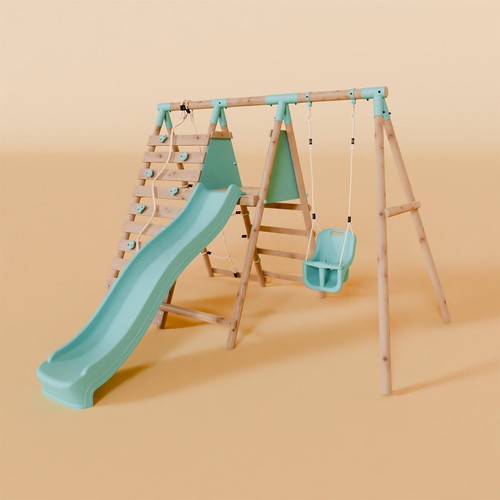 Single wooden baby swing set - wooden,