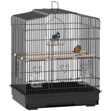 PawHut 59cm Large Bird Cage with Perches, Food Bowls, Swing, Black