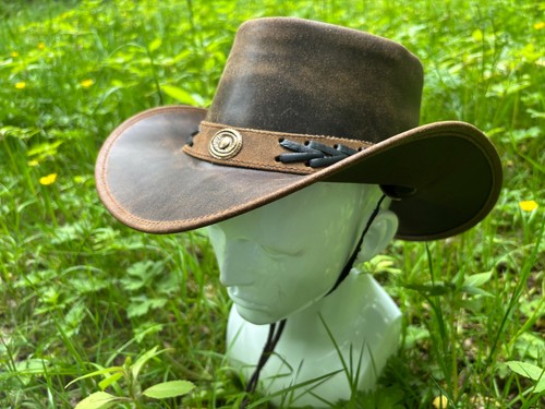 Western leather cowboy hat - western,