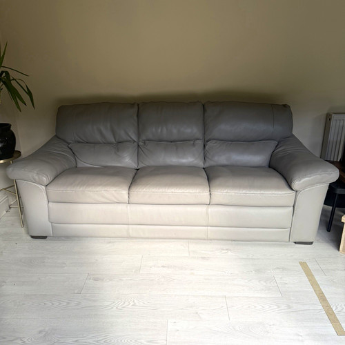 Grey leather seater sofa - 3,