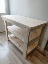 Wooden Work Bench With Two Shelves in various Sizes