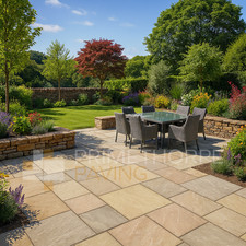 Raj Green Indian Sandstone Garden Paving Slabs Mixed Sizes Patio Pack 22mm Riven