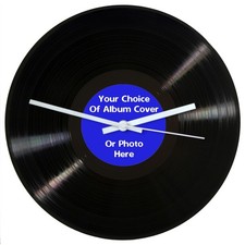 Personalised 12 Inch Vinyl Record Wall Clock - Choice of own photo on the label
