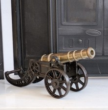 Vintage Country House Decoration - Heavy Brass and Cast Iron CANNON 46cm, 6.7kg