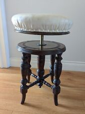 Antique Victorian revolving adjustable piano stool mahogany, brass, leather(?)
