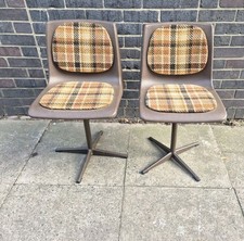 Vintage Industrial Draftsman Stool Swivel Desk Chair Plastic Steel Pair (SHOP)