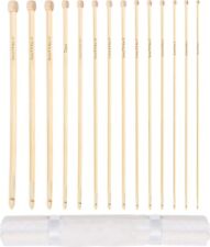 Curtzy 14 Sizes Bamboo Tunisian Afghan Crochet Hooks - Each Hook Measures 35cm