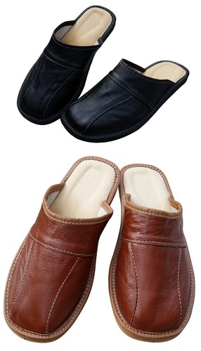 Leather slippers for men - leather,