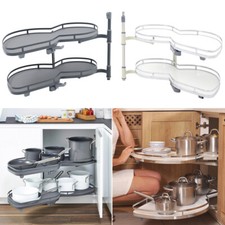 Kitchen Cabinet Cupboard Corner Carousel Twin Tray Pull Out Shelf Storage Rack