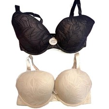 M&S Light as Air Bra Black Nude Lace Underwired Marks and Spencer Size 30-32 D-G