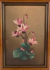 Oil painting still life with cyclamen EZ Vintage 1st half 20th century antique