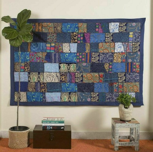 Indian blue cotton - blue, vintage