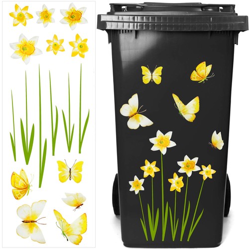 Flower wheelie bin - bin, stickers