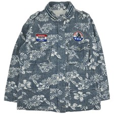 Hysteric Glamour Denim Military Jacket Floral Grey S Button Mid Length