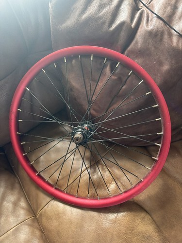 Red bmx front wheel - old, school
