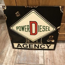Vintage Power Diesel Agency Enamel Sign