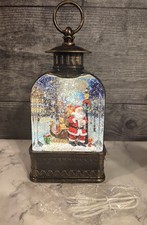 CHRISTMAS SNOW GLOBES MUSICAL LIGHTED GLITTER LANTERN BATTERY USB 11" SANTA GIFT