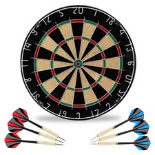 Professional Dart Board Set Full Size 18" Inch High Quality Bristle & 6 x Darts