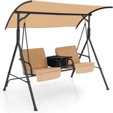 2 Seater Garden Swing Chair with Cooler Tray & Canopy Hammock