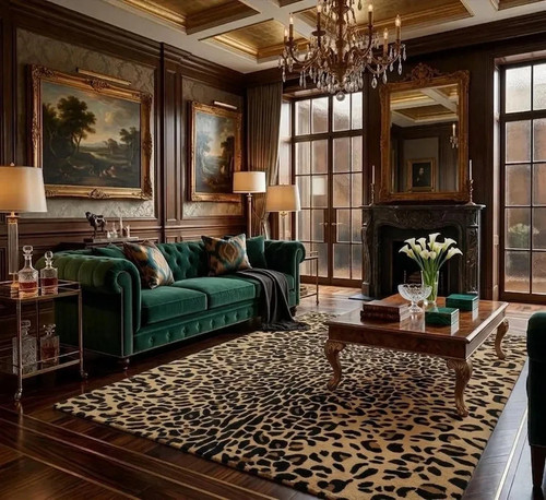 Hand tufted leopard print - hand-tufted, wool