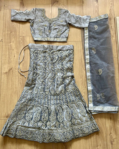 Grey silver heavy embroidered - silver,