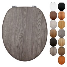 Fanmitrk Wooden Toilet Seat Heavy Duty with Adjustable Strong Zinc Alloy Hinges