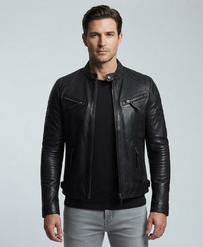 Mens black genuine - mens, leather