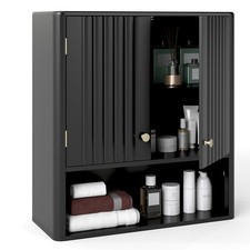 Bathroom Wall Cabinet Modern Double Door Medicine Cabinet Black