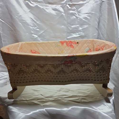 Vtg 1970s wicker wood baby - 1970s,