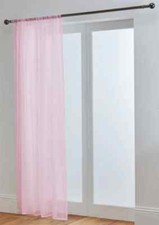 Pink Sheer Rod Wire Pole W57" x L90" Voile Net Curtain Panel Door INC Tieback