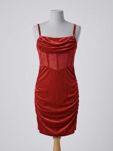 Fatalblow red velvet corset - red,