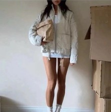 ZARA : Ecru ZW Collection Padded  Quilted Jacket : 4088/242  Size L