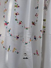 Handmade Vintage Embroidered Tablecloth-Asian -Dancing- Celebration